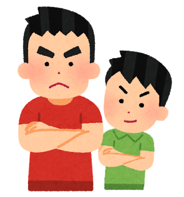 「俺は強いんだから練習する必要ない」と腕を組む生意気な空手小僧